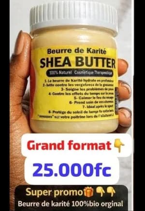 Beurre de karité bio orginal qui soigne et éliminer tout les problèmes de peau