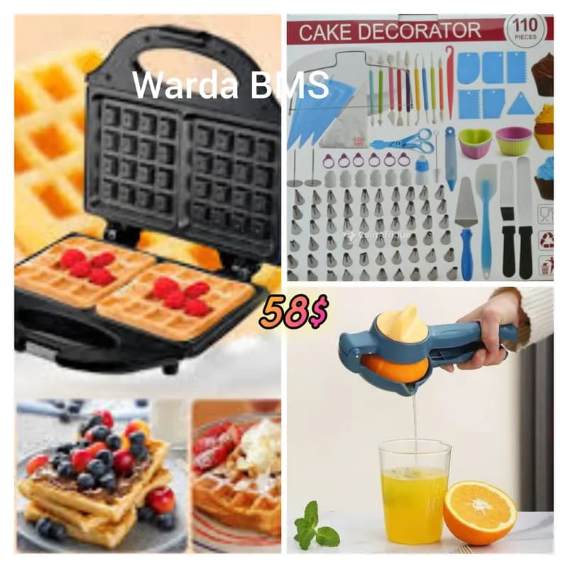 Gaufrier, équipements de décoration pour la pâtisserie et la presse agrumes à 58$