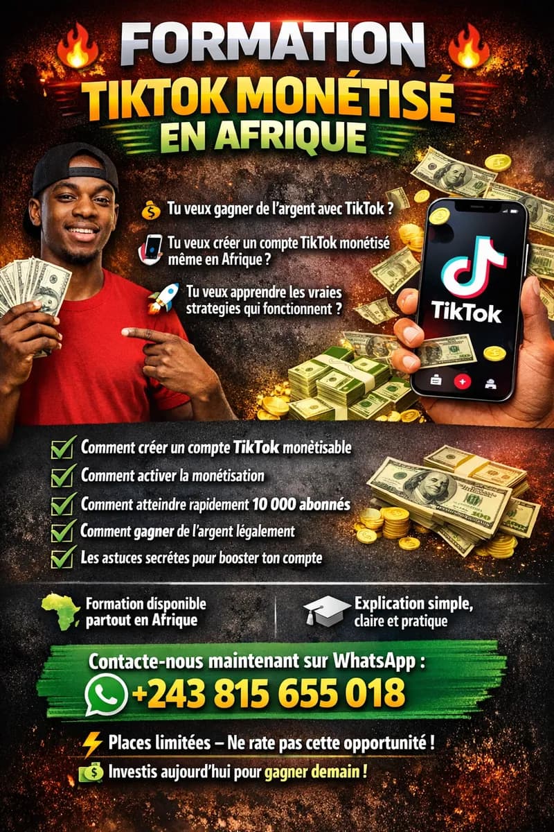 Formation comment gagner de l'argent avec Tik tok ici en Afrique