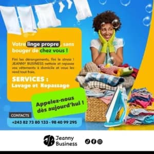 Service lavage et repassage à domicile,livraison fufu et huile de palme
